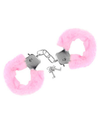 Menottes fourrure roses de poignets avec sécurité 
